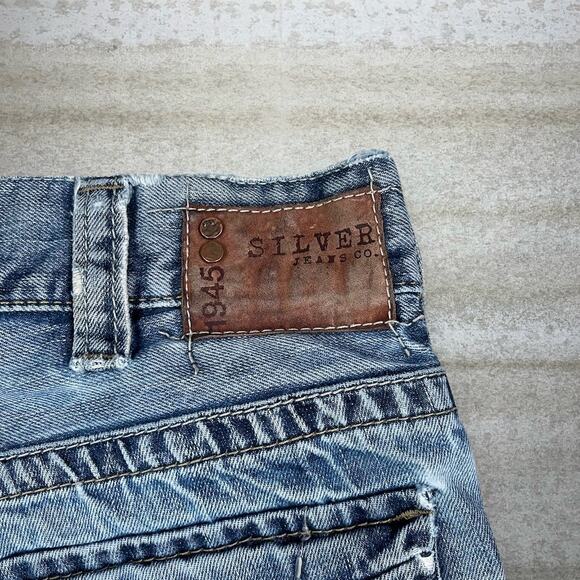 Vintage Y2K Skater Wide Leg Jeans 36x36 Flared Bell Bottoms Silver Medium Wash - Picture 4 of 6